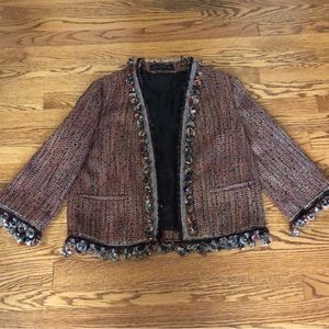 NWOT ZARA Tweed Pom Pom Blazer